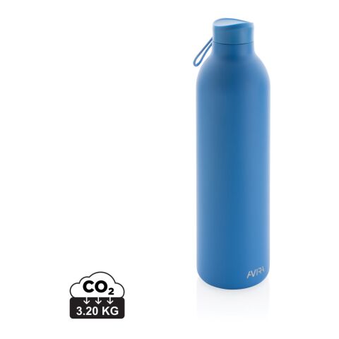 Nachhaltiger Werbeartikel Avira Avior 1 L Isolierflasche 97% RCS recycelter Edelstahl 20h kalt/10h warm vakuumisoliert & BPA-frei – blau – mit Logo