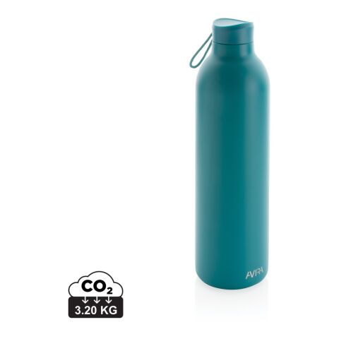 Nachhaltiger Werbeartikel Avira Avior 1 L Isolierflasche 97% RCS recycelter Edelstahl 20h kalt/10h warm vakuumisoliert & BPA-frei – turkis – mit Logo