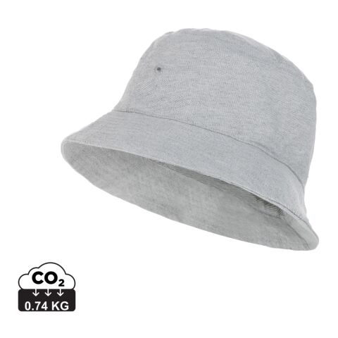 Nachhaltiger Werbeartikel Impact Aware™ 285g/m² ungefärbter Recycled Canvas-Fischerhut – grau – mit Logo bedruckt