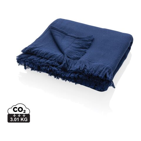 Nachhaltiger Werbeartikel UKIYO Keiko AWARE™ Hamamtuch 100x180cm – navy blau – mit Logo bedruckt