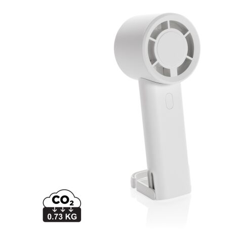 Werbeartikel Twist wiederaufladbarer tragbarer Ventilator aus RCS rABS – weiss – mit Logo bedruckt