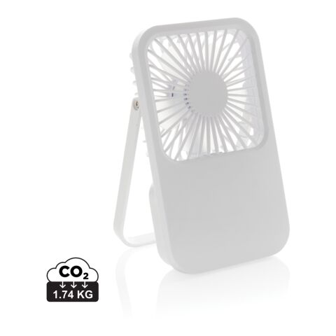 Werbeartikel Aervina wiederaufladbarer Tischventilator aus RCS rec. ABS – weiss – mit Logo bedruckt