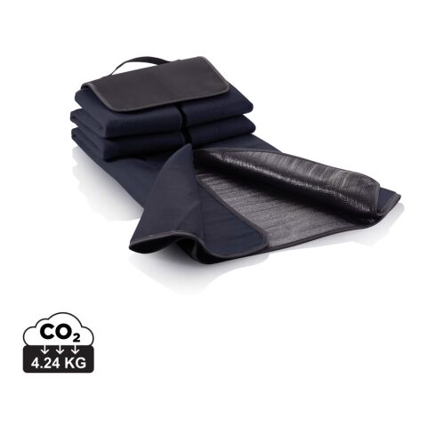 Werbeartikel Picknickdecke Vlies – navy blau – mit Logo bedruckt