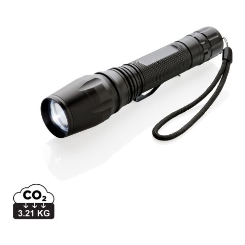 Werbeartikel 10W Cree Taschenlampe – schwarz – mit Logo bedruckt