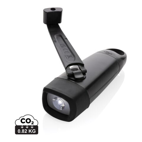 Lightwave USB-Taschenlampe mit Kurbel aus RCS rPlastik schwarz | ohne Werbeanbringung | Nicht verfügbar | Nicht verfügbar
