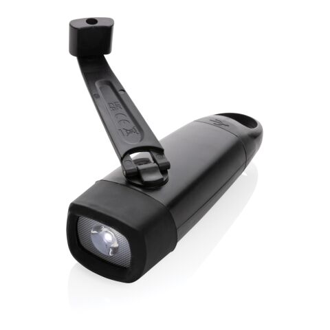 Lightwave USB-Taschenlampe mit Kurbel aus RCS rPlastik schwarz | ohne Werbeanbringung | Nicht verfügbar | Nicht verfügbar