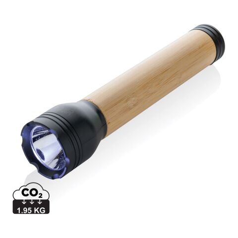 Lucid 5W Taschenlampe aus RCS recyceltem Kunststoff &amp; Bambus schwarz-braun | ohne Werbeanbringung | Nicht verfügbar | Nicht verfügbar