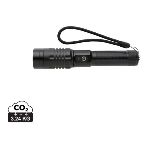 Werbeartikel Gear X wiederaufladbare USB Taschenlampe – schwarz – mit Logo bedruckt