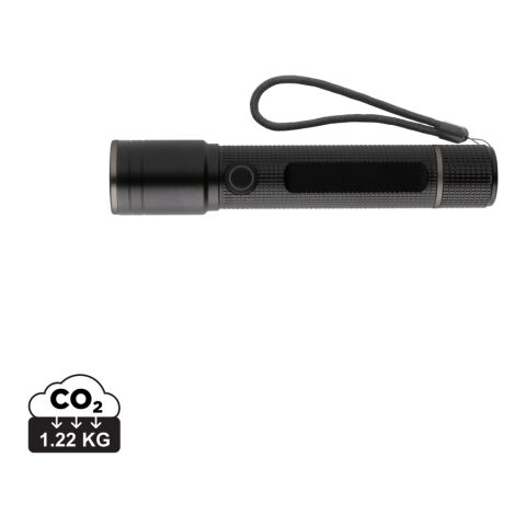 Gear X Taschenlampe aus RCS recycelt. Aluminium mit USB-Akku schwarz | ohne Werbeanbringung | Nicht verfügbar | Nicht verfügbar
