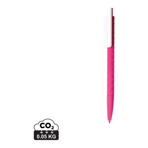 Werbeartikel X3-Stift mit Smooth-Touch – rosa-weiss – mit Logo bedruckt