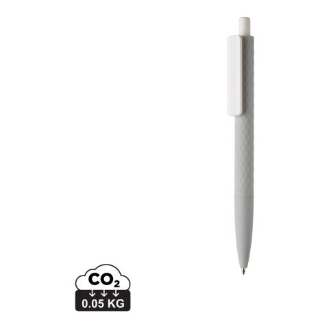 Werbeartikel X3-Stift mit Smooth-Touch – grau-weiss – mit Logo bedruckt