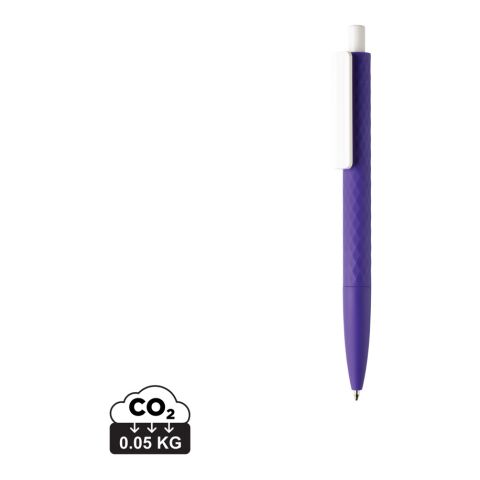 Werbeartikel X3-Stift mit Smooth-Touch – lila-weiss – mit Logo bedruckt