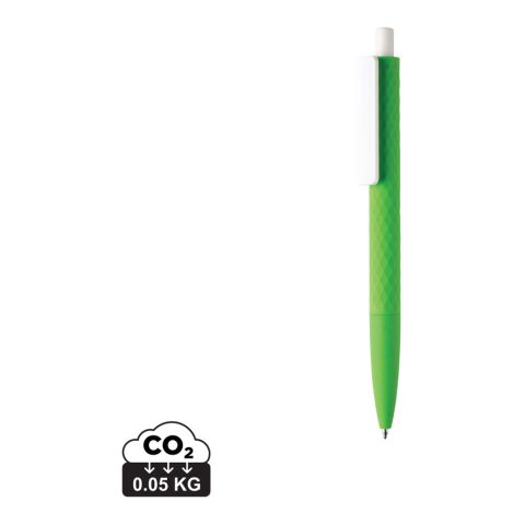 Werbeartikel X3-Stift mit Smooth-Touch – grün-weiss – mit Logo bedruckt