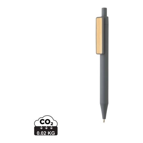 GRS Recyclet ABS Stift mit Bambus-Clip grau | ohne Werbeanbringung | Nicht verfügbar | Nicht verfügbar