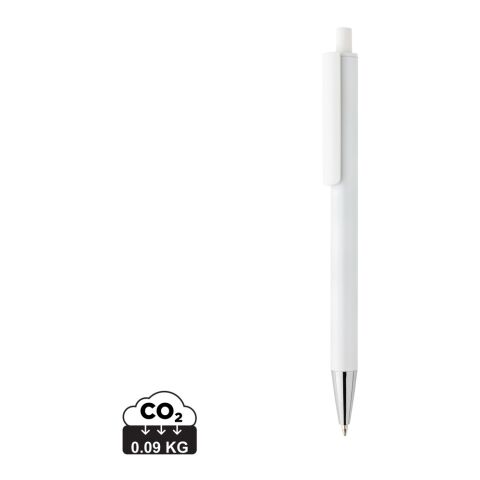 Werbeartikel Amisk Stift aus RCS-zertifiziert recyceltem Aluminium – weiss – mit Logo bedruckt