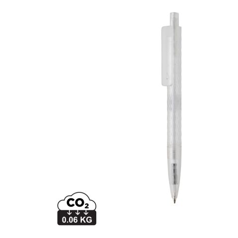 Werbeartikel X3 Frosted-Pen aus GRS recyceltem PC – weiss – mit Logo bedruckt