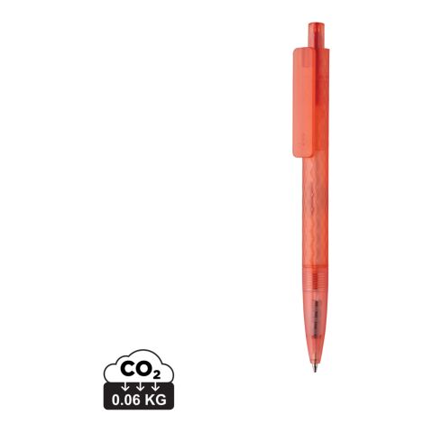 Werbeartikel X3 Frosted-Pen aus GRS recyceltem PC – rot – mit Logo bedruckt