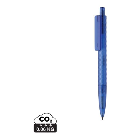 Werbeartikel X3 Frosted-Pen aus GRS recyceltem PC – blau – mit Logo bedruckt