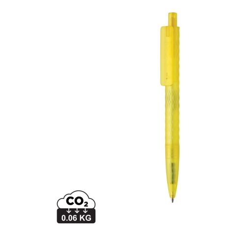 Werbeartikel X3 Frosted-Pen aus GRS recyceltem PC – gelb – mit Logo bedruckt