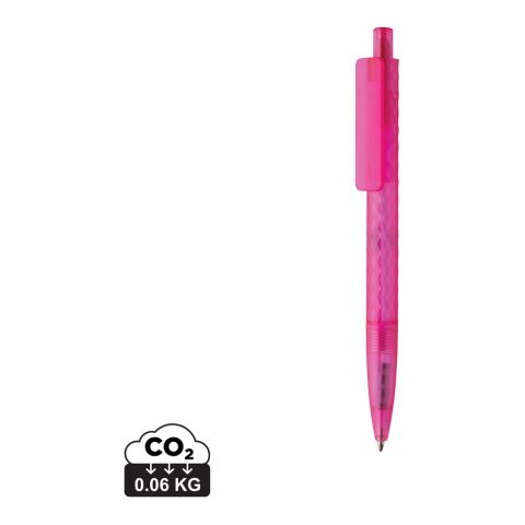 Werbeartikel X3 Frosted-Pen aus GRS recyceltem PC – rosa – mit Logo bedruckt