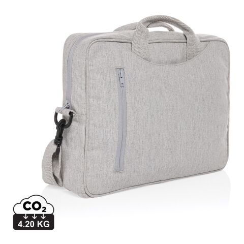Werbeartikel "Laluka AWARE™ 15.4" Laptop-Tasche aus recycelter Baumwolle – grau – mit Logo bedruckt