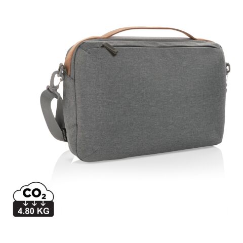 Werbeartikel Impact AWARE™ 300D Two-Tone Deluxe 15.6" Laptop-Tasche – grau – mit Logo bedruckt