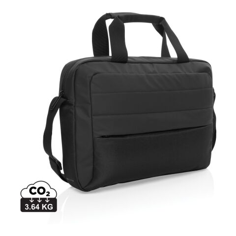 Werbeartikel "Armond AWARE™ RPET 15.6" Laptop-Tasche" – schwarz – mit Logo bedruckt