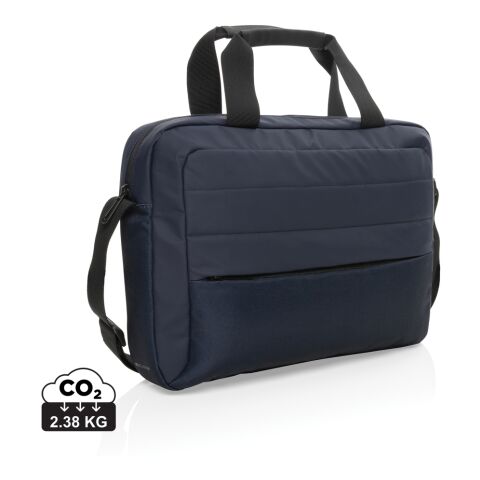 Werbeartikel "Armond AWARE™ RPET 15.6" Laptop-Tasche" – navy blau – mit Logo bedruckt