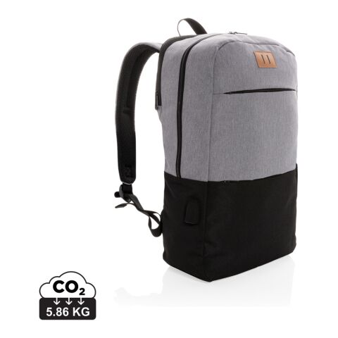 Moderner 15.6" USB &amp; RFID Laptop-Rucksack PVC-frei schwarz | ohne Werbeanbringung | Nicht verfügbar | Nicht verfügbar | Nicht verfügbar