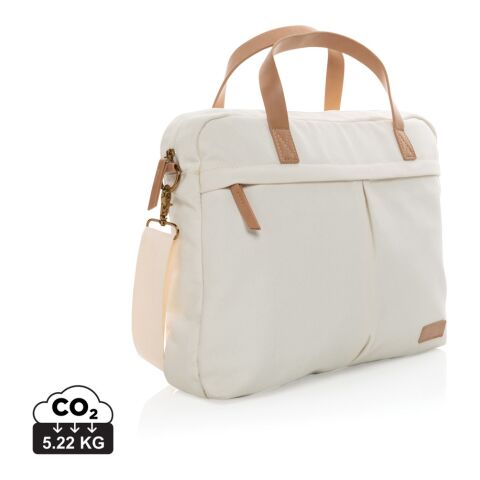 Werbeartikel Impact AWARE™ 16 oz. rCanvas Laptop-Tasche – weiss – mit Logo bedruckt