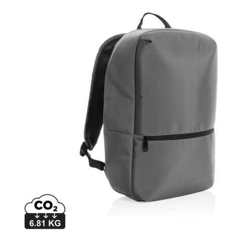 Werbeartikel Impact AWARE™ 1200D 15,6-Zoll-Laptop-Rucksack – grau-blau – mit Logo bedruckt