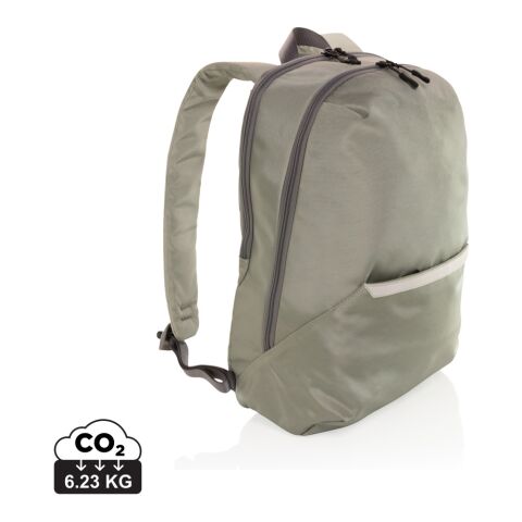Werbeartikel Impact AWARE™ 1200D 15.6'' Laptop-Rucksack – grün-grau – mit Logo bedruckt