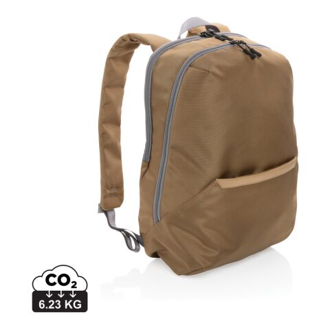 Werbeartikel Impact AWARE™ 1200D 15.6'' Laptop-Rucksack – braun-grau – mit Logo bedruckt