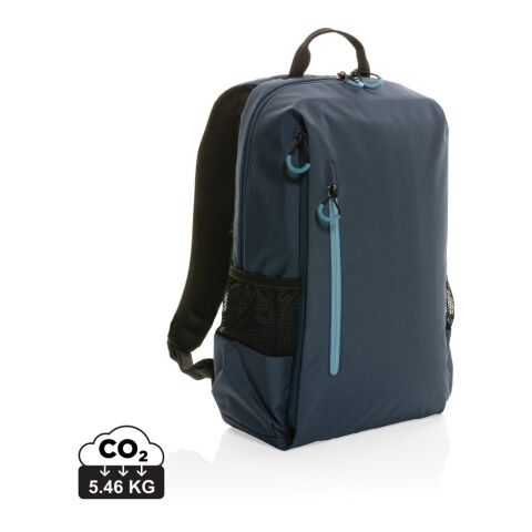 Werbeartikel "Impact AWARE™ Lima 15.6" RFID Laptop-Rucksack" – navy blau-blau – mit Logo bedruckt