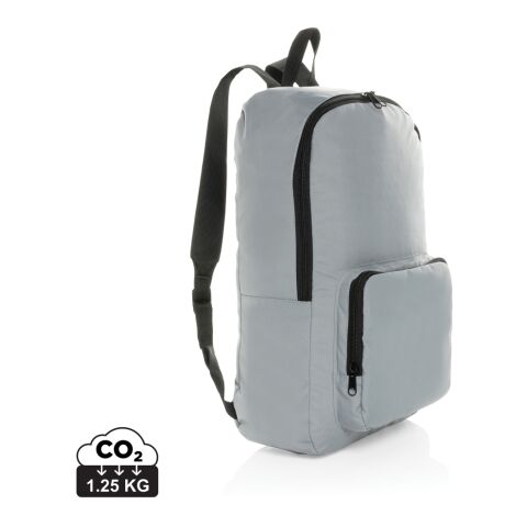 Werbeartikel Dillon AWARE™ RPET faltbarer klassischer Rucksack – grau – mit Logo bedruckt