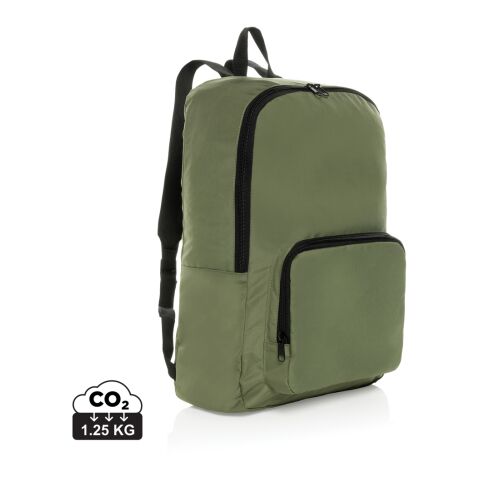 Werbeartikel Dillon AWARE™ RPET faltbarer klassischer Rucksack – grün – mit Logo bedruckt