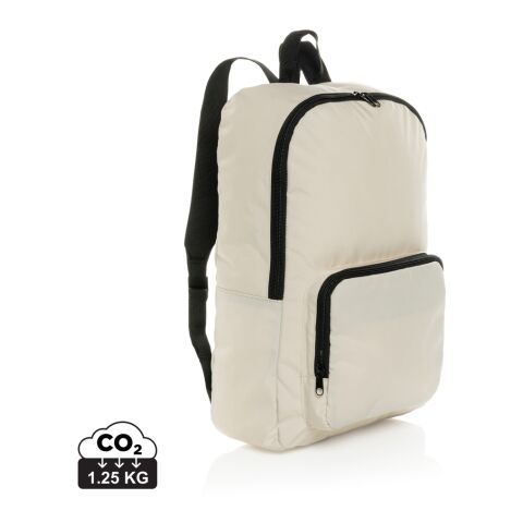 Werbeartikel Dillon AWARE™ RPET faltbarer klassischer Rucksack – off white – mit Logo bedruckt