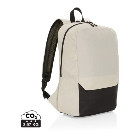 Werbeartikel "Kazu AWARE™ 15,6" RPET Laptop-Rucksack" – off white – mit Logo bedruckt
