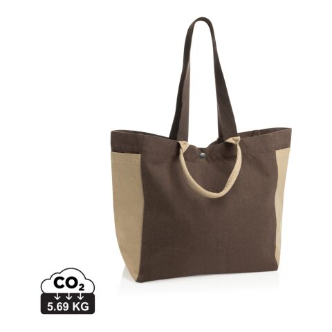 Nachhaltiger Werbeartikel BEAU AWARE™ Allround-Shopper aus rec. Canvas 400gr/m² – braun – mit Logo bedruckt