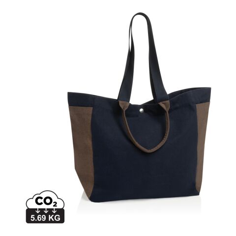 Nachhaltiger Werbeartikel BEAU AWARE™ Allround-Shopper aus rec. Canvas 400gr/m² – marineblau – mit Logo bedruckt