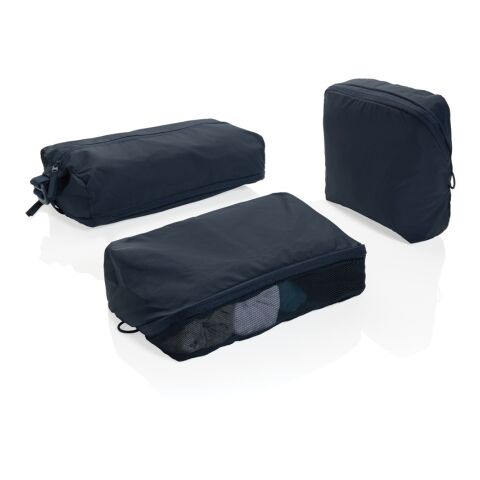 Werbeartikel KENTO URBAN Packing Cube Set aus RCS recyceltem Nylon – marineblau – mit Logo bedruckt