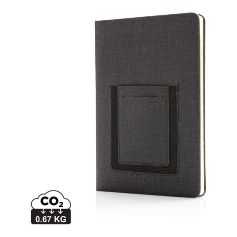 Deluxe A5 Notizbuch mit Telefontasche schwarz | ohne Werbeanbringung | Nicht verfügbar | Nicht verfügbar | Nicht verfügbar