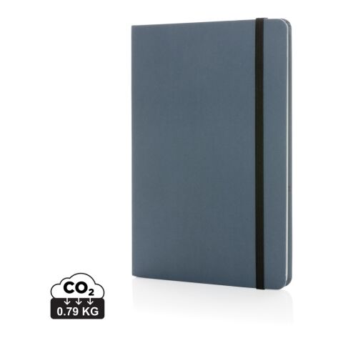 Nachhaltiger Werbeartikel Craftstone A5 Notizbuch aus recycelt. Kraft- und Steinpapier – blau – mit Logo bedruckt