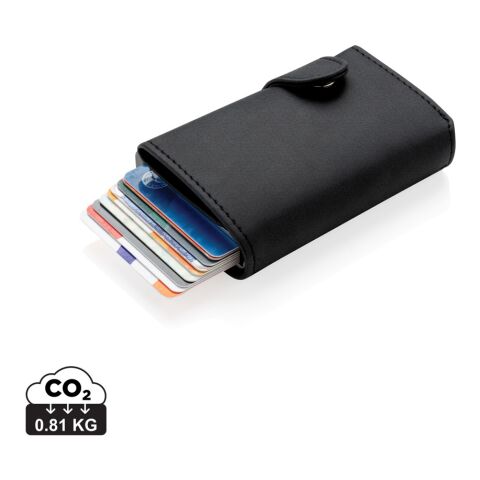 Aluminium RFID Kartenhalter mit PU-Börse schwarz | ohne Werbeanbringung | Nicht verfügbar | Nicht verfügbar