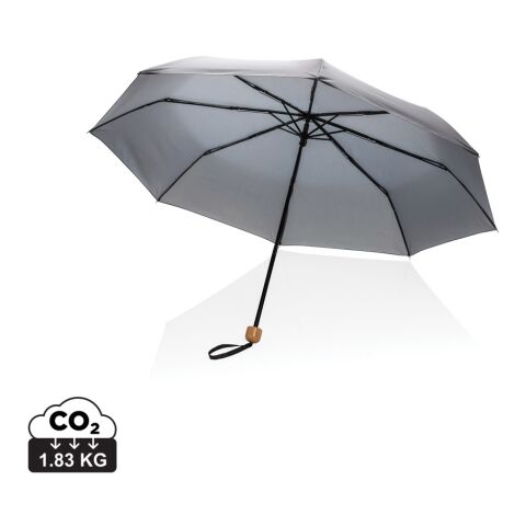 Werbeartikel 20.5" Impact AWARE™ RPET 190T Pongee Bambus Mini-Schirm – grau – mit Logo bedruckt
