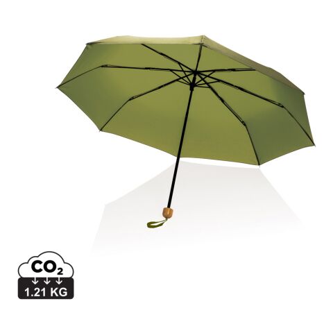 20.5&quot; Impact AWARE™ RPET 190T Pongee Bambus Mini-Schirm grün | ohne Werbeanbringung | Nicht verfügbar | Nicht verfügbar