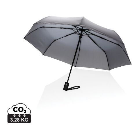 Werbeartikel 21" Impact AWARE™ RPET 190T Mini-Schirm automatic open/close – grau – mit Logo bedruckt