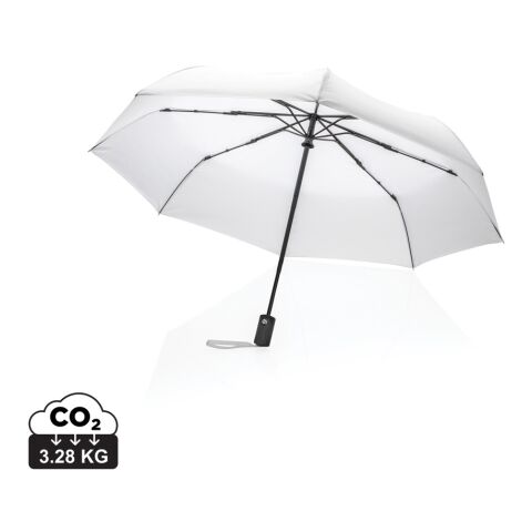 Werbeartikel 21" Impact AWARE™ RPET 190T Mini-Schirm automatic open/close – weiss – mit Logo bedruckt