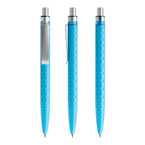 Werbeartikel Prodir QS01 Druckkugelschreiber matt mit Metallclip – hellblau-silber – mit Logo bedruckt