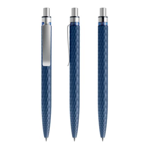 Werbeartikel Prodir QS01 Druckkugelschreiber matt mit Metallclip – marineblau-silber – mit Logo bedruckt